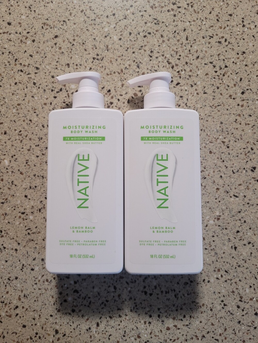 2 Native Moisturizing Body Wash Lemon Balm & Bamboo W/Shea Butter 18 oz Each